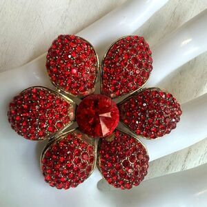 MD Red Crystal Flower Brooch